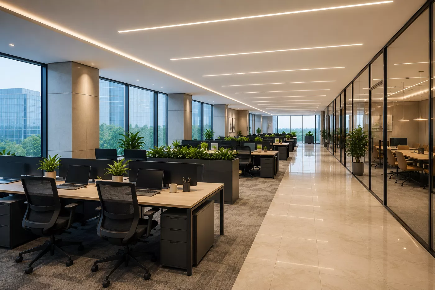 Puri Aerosphere commercial complex interior with office lobby and premium finishes