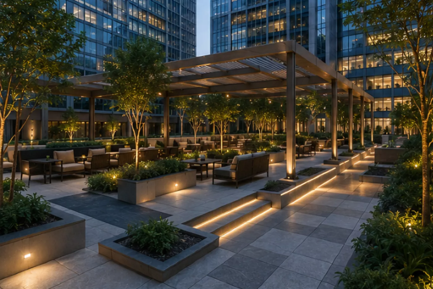 Puri Aerosphere outdoor plaza with premium office towers